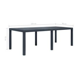 vidaXL Garden Table Anthracite 220x90x72 cm Plastic Rattan Look