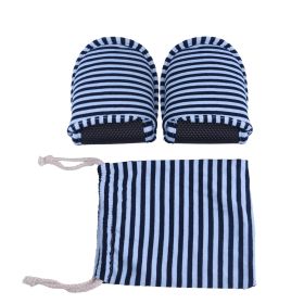 Travel Portable Foldable Reusable Indoor Soft Cotton Anti slip Slippers (Man Blue Stripes)