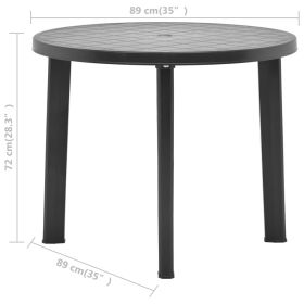 vidaXL Garden Table Anthracite 89 cm Plastic