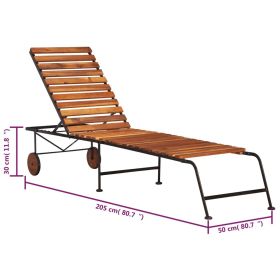 vidaXL Sun Lounger with Steel Legs Solid Acacia Wood