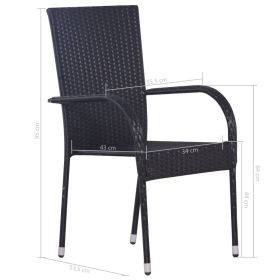 vidaXL Stackable Outdoor Chairs 2 pcs Poly Rattan Black