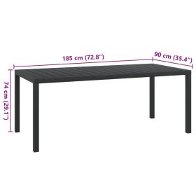 vidaXL Patio Table Black 72.8"x35.4"x29.1" Aluminum and WPC