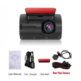 HD Car Video Recorder 2 Lens Hidden Car Driving Dash Cam 3.0inch IPS Camera Recorder Night Vision G-sensor Loop Recording Dvr (Sd Card Memory: nan, Color Name: front and rear)