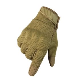 Men Riding Gloves Cycling Bike Full Finger Motos Racing Gloves Antiskid Screen Touch Outdoor Sports Tactical Gloves Protect Gear (Color: Khaki, size: XL)