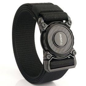 New quick release button tactical nylon belt; working clothes; outdoor training belt; casual men's belt; wholesale by manufacturers (Length (CM): 125cm, colour: Lock edge -- black)