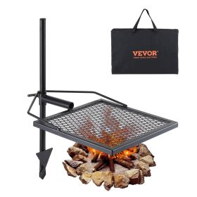 VEVOR Swivel Campfire Grill, Fire Pit Grill Grate over Fire Pits, Heavy Duty Steel Grill Grates, 360° Adjustable Open Fire Outdoor Cooking Equipment (Baking Tray Shape: Square)