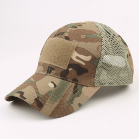 Military-Style Tactical Patch Hat with Adjustable Strap | Breathable and Unisex (Color: Light Camo)