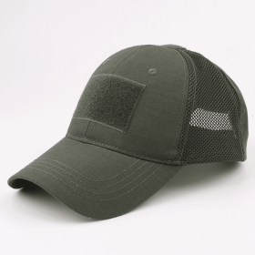 Military-Style Tactical Patch Hat with Adjustable Strap | Breathable and Unisex (Color: Green)